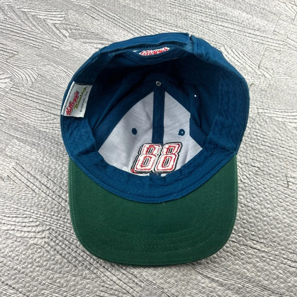 Vintage 90s Kellogg's Racing Dale Jr Hat Cap Strap Back Adjustable Blue‎ Nascar